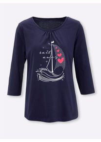 Classic Basics Damen 3/4-Arm-Shirt "3/4-Arm-Shirt", blau, Gr. 54, gemustert, bedruckt, mehrfarbig, 100% Baumwolle, Shirts