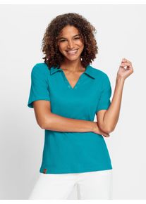Casual Looks Damen Poloshirt "Poloshirt", blau, Gr. 40, unifarben, 95% Baumwolle, 5% Elasthan, Shirts