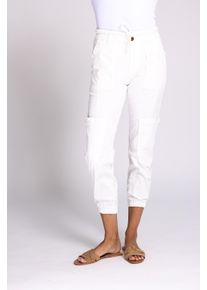 Zhrill Damen Stoffhose "FINNA", beige, casual, Gr. L, unifarben, Web, Obermaterial: 67% Baumwolle, 30% Lyocell, 3% Elasthan, Hosen, im Cargo-Style,