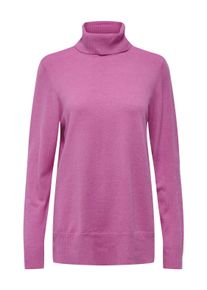 Only Damen Rollkragenpullover "ONLIBI LS LONG SLIT ROLLNECK CC KNT", pink, modisch, Gr. S, unifarben, meliert, Strick, Feinstrick, Obermaterial: 50%