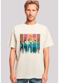 F4NT4STIC Herren T-Shirt "Berg Sonnenuntergang Retro", beige, casual, Gr. L, Obermaterial: 100% Baumwolle, Shirts, Premium Qualität