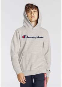 Champion Kinder Kapuzensweatshirt, grau, sportlich, Gr. M, unifarben, Sweatware, Obermaterial: 54% Baumwolle, 46% Polyester, Sweatshirts, für Kinder
