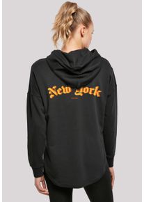 F4NT4STIC Damen Kapuzenpullover "New York Orange OVERSIZE HOODIE", schwarz, casual, Gr. M, Obermaterial: 100% Baumwolle, Pullover, Print