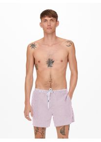 Only & Sons ONLY & SONS Herren Badehose "ONSTED STRIPE SEERSUCKER SWIM NOOS", rosa, modisch, Gr. XL, unifarben, Polyester, Badehosen
