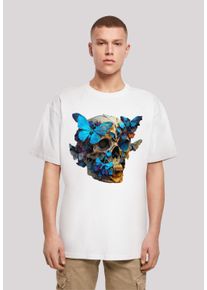 F4NT4STIC Herren T-Shirt "Schmetterling Skull OVERSIZE TEE", weiß, casual, Gr. XXL, Obermaterial: 100% Baumwolle, Shirts, Print