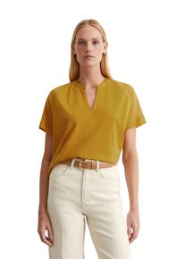 Marc O'Polo MARC O'POLO Damen Kurzarmbluse "aus Material-Mix", gelb, Basic, Gr. XS, unifarben, Obermaterial: 100% Baumwolle, Blusen