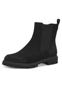 Damen Chelseaboots "BELLO", MARCO TOZZI by GMK, Gr. 38, schwarz, Textil, Elastischer Einsatz, unifarben, Glitzer, Veloursleder, modisch, Schuhe,