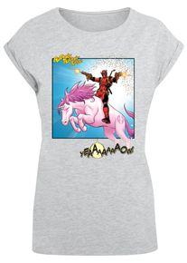 ABSOLUTE CULT Herren T-Shirt "ABSOLUTE CULT Damen Ladies Deadpool - Unicorn Battle T-Shirt", grau, casual, Gr. L, bedruckt, 100% Baumwolle, Shirts