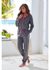 Kangaroos Damen Jumpsuit, Gr. 36, grau, Single Jersey, Obermaterial: 60% Baumwolle, 40% Polyester, meliert, kontrastfarbene Details, bedruckt,