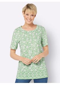 Classic Basics Damen Longshirt "Longshirt", grün, Gr. 52, geblümt, gemustert, 100% Baumwolle, Shirts