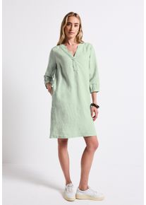 Street One Damen Sommerkleid, grün, casual, Gr. 36, unifarben, Stoff, 100% Leinen, Kleider, mit Eingrifftaschen