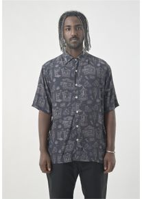Cleptomanicx Herren Kurzarmhemd "Shirt S/S DOM", schwarz, casual, Gr. XL, bedruckt, 100% Viskose, Hemden, Locker geschnitten