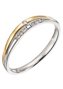 Firetti Damen Diamantring "Schmuck Geschenk Gold 375 Damenring Goldring Diamant", 60, 0,05 ct SI = kleine Einschlüsse, Gelbgold 375-Weißgold