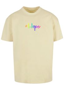 Merchcode Herren T-Shirt "Merchcode Herren Hope Rainbow Heavy Oversized Tee", gelb, casual, Gr. L, bedruckt, 100% Baumwolle, Shirts