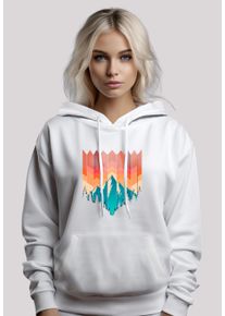 F4NT4STIC Damen Kapuzenpullover "Berg Sonnenuntergang Geometrisch", weiß, casual, Gr. M, Obermaterial: 65% Baumwolle, 35% Polyester, Pullover,