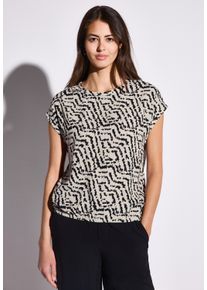 Street One Damen Kurzarmblusemoonstone sand, casual, Gr. 34, animal-print, Stoff, 100% Viskose, Blusen, aus softer Viskose