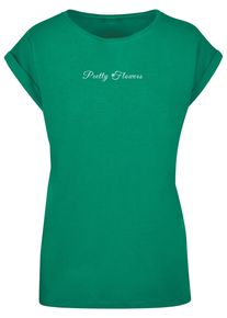 Merchcode Herren T-Shirt "Merchcode Damen Ladies Pretty Flowers - Extended Shoulder Tee", grün, casual, Gr. L, bedruckt, 100% Baumwolle, Shirts