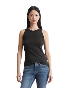 Marc O'Polo MARC O'POLO Damen T-Shirt "aus Rippjersey", schwarz, casual, Gr. L, unifarben, Obermaterial: 100% Baumwolle, Shirts