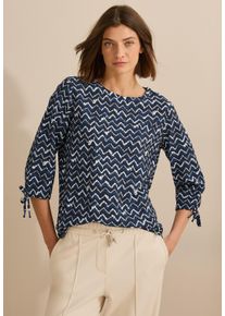 Cecil Damen Shirtbluse, blau, casual, Gr. XS, bedruckt, Stoff, 88% Viskose, 12% Nylon, Blusen, mit 3/4 Ärmeln