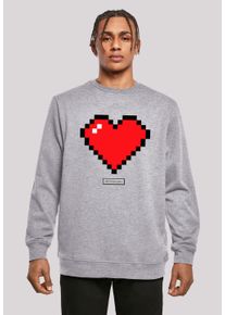 F4NT4STIC Herren Kapuzenpullover "Pixel Herz Good Vibes Happy People", grau, casual, Gr. XS, Obermaterial: 50% Baumwolle, 50% Polyester, Pullover,