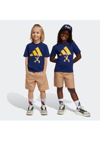 Kinder Trainingsanzug "LK DY MM T SET", blau, sportlich, Gr. 128, adidas Sportswear, Obermaterial: 93% Baumwolle, 7% Elasthan. Obermaterial Hose: