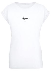 Merchcode Herren T-Shirt "Merchcode Damen Ladies Inspire Extended Shoulder Tee", weiß, casual, Gr. L, bedruckt, 100% Baumwolle, Shirts