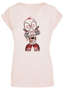 ABSOLUTE CULT Herren T-Shirt "ABSOLUTE CULT Damen Ladies Deadpool - Love Beam Line T-Shirt", pink, casual, Gr. XL, bedruckt, 100% Baumwolle, Shirts