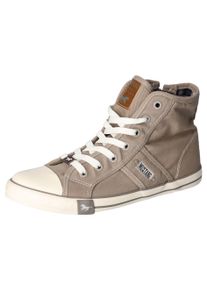 Mustang Shoes Damen Sneaker, Gr. 44, grau, Textil, Lederimitat, sportlich, Schuhe, High Top-Sneaker, Schnürschuh mit Label in der Laufsohle