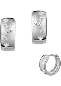 Firetti Damen Paar Creolen "Schmuck Geschenk Silber 925 Ohrschmuck Ohrringe Sternenhimmel", Silber 925 (Sterlingsilber), silber, Silber 925