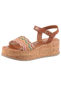 Tamaris Damen Sandalette, Gr. 39, braun, Kalbsleder, Bast, modisch, Schuhe, Sommerschuh, Sandale, Plateauabsatz mit komfortabler Innensohle