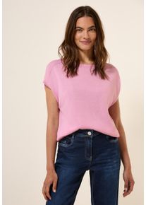 Cecil Damen Strickpullovercherry blossom pink, casual, Gr. L, unifarben, Web, 53% Baumwolle, 37% Viskose, 10% Nylon, Pullover, mit Materialmix