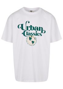 Urban Classics Herren T-Shirt "Urban Classics Herren Organic Globe Logo Tee", weiß, casual, Gr. S, unifarben, 100% Baumwolle, Shirts