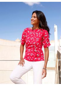 Classic Basics Damen Kurzarmshirt "Kurzarm-Shirt", rot, Gr. 50, geblümt, gemustert, 100% Baumwolle, Shirts