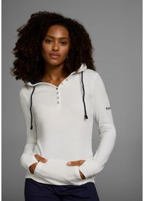 Kangaroos Damen Kapuzenshirt, weiß, casual, Gr. 50, unifarben, Jersey, Rippware, Obermaterial: 100% Baumwolle, Shirts, Langarm mit Daumenlöchern,