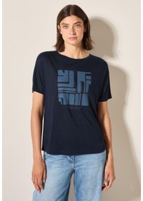Cecil Damen Print-Shirt, blau, casual, Gr. S, bedruckt, Stoff, 80% Polyester, 20% Viskose, Shirts, mit U-Boot-Ausschnitt