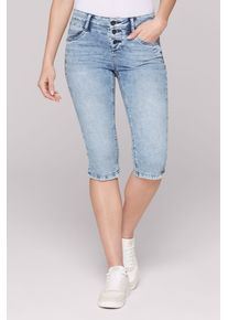 SOCCX Damen Jeansshorts, blau, casual, Gr. 30, Abriebeffekte, Material: 96% Baumwolle, 3% Polyester, 1% Elasthan, Jeans, mit Schlitz am Saum