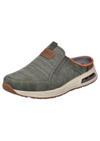 Rieker Herren Clog, Gr. 44, grün, Textil, Lederimitat, meliert, sportlich, Schuhe, Sommerschuh, Strandschuh, Hausschuh mit seitlichen Stretcheinsätzen