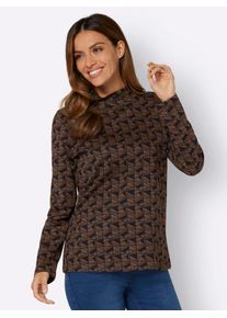Inspirationen Damen Stehkragenshirt "Shirt", braun, Gr. 40, gemustert, mehrfarbig, 50% Baumwolle, 50% Modal, Shirts