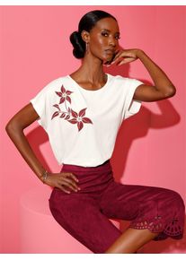 CRÉATION L CREATION L Damen Rundhalsshirt "Shirt", beige, Gr. 38, unifarben, gemustert, 48% Modal, 47% Baumwolle, 5% Elasthan, Shirts