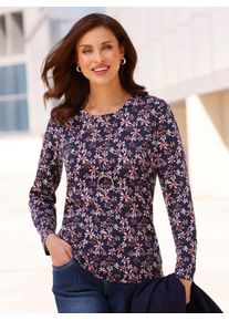 Inspirationen Damen Print-Shirt "Shirt", blau, Gr. 40, geblümt, gemustert, mehrfarbig, bedruckt, 50% Baumwolle, 50% Modal, Shirts