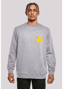F4NT4STIC Herren Kapuzenpullover "Yellow Rubber Duck CREWNECK", grau, casual, Gr. L, Obermaterial: 50% Baumwolle, 50% Polyester, Pullover, Print