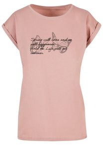 Merchcode Herren T-Shirt "Merchcode Damen Ladies Spring Saying Extended Shoulder Tee", rosa, casual, Gr. M, bedruckt, 100% Baumwolle, Shirts