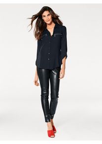 Heine Damen Hemdbluse, blau, Gr. 46, unifarben, 100% Viskose, Blusen