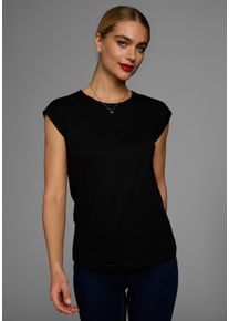 Boysen's BOYSEN'S Damen T-Shirt, schwarz, Basic, Gr. 36, unifarben, clean, Jersey, Obermaterial: 50% Baumwolle, 50% Polyester, Shirts, Kurzarm, unifarben,