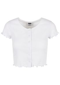 Urban Classics Herren Kurzarmshirt "Urban Classics Damen Ladies Cropped Button Up Rib Tee", weiß, klassisch, Gr. 4XL, unifarben, 97% Baumwolle, 3%