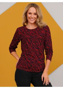 Classic Basics Damen Langarmshirt "Langarm-Shirt", rot, Gr. 38, gemustert, animal-print, bedruckt, 100% Baumwolle, Shirts