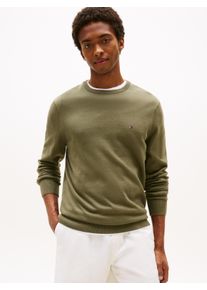 Tommy Hilfiger Herren Rundhalspullover "ESSENTIAL COTTON CREW NECK", grün, casual, Gr. M, Strick, Obermaterial: 100% Baumwolle, Pullover