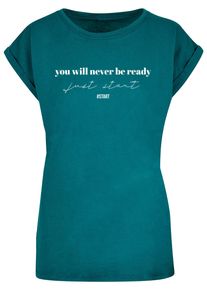 Merchcode Herren T-Shirt "Merchcode Damen Ladies Just Start T-Shirt", blau, casual, Gr. L, bedruckt, 100% Baumwolle, Shirts