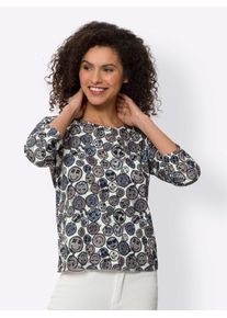Heine Damen Rundhalsshirt "Druck-Shirt", grau, Gr. 42, gemustert, mehrfarbig, bedruckt, 95% Baumwolle, 5% Elasthan, Shirts
