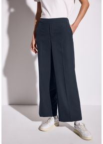 Street One Damen Anzughose, blau, casual, Gr. 40, unifarben, Stoff, 88% Polyester, 12% Elasthan, Hosen, mit Elastikbund